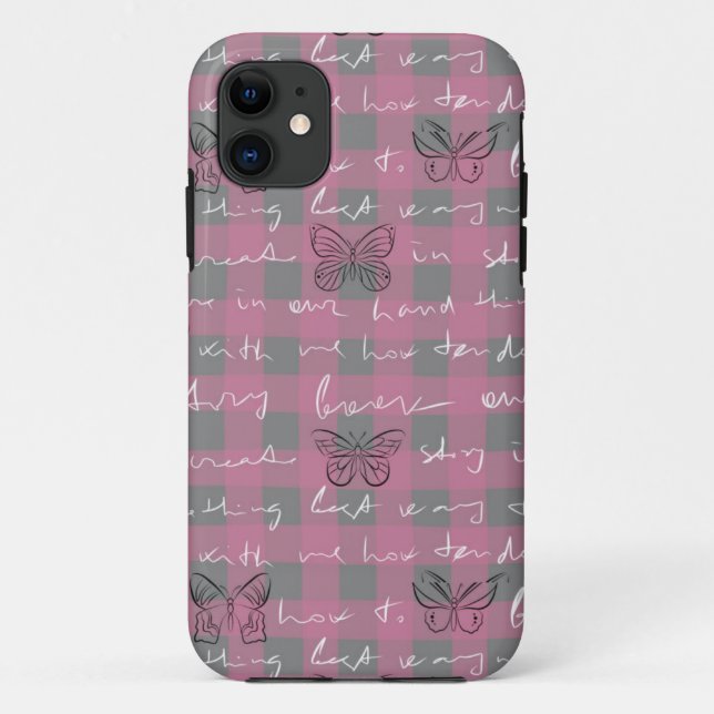 Para iPhone 11 Capa de telefone de borboleta rosa | Bonito e Na m (Verso)