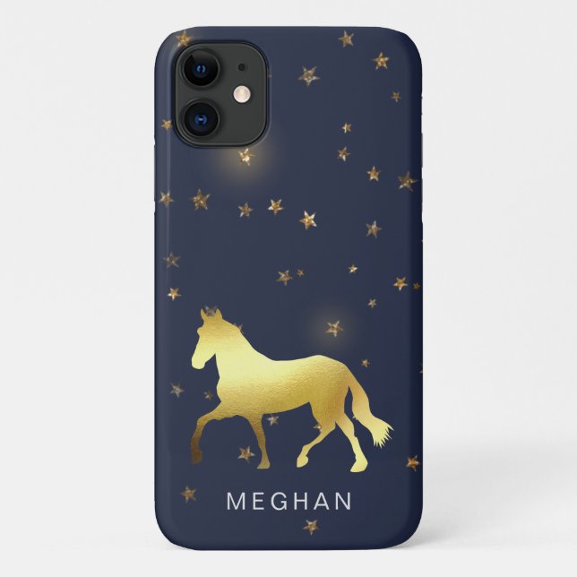 Para iPhone 11 capa de telefone de monograma equestre de estrelas (Verso)
