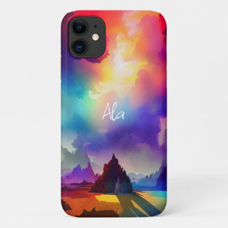 Para iPhone 11 Capa de telefone de nome personalizado, abstrato m
