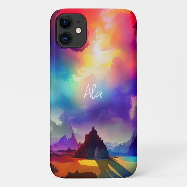 Para iPhone 11 Capa de telefone de nome personalizado, abstrato m (Verso)