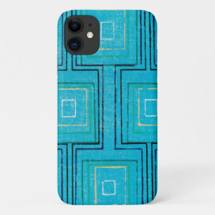 Para iPhone 11 Capa de telefone de Padrão de Arte da Xadrez Azul 