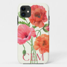 Capa de telefone de Poppies bonito