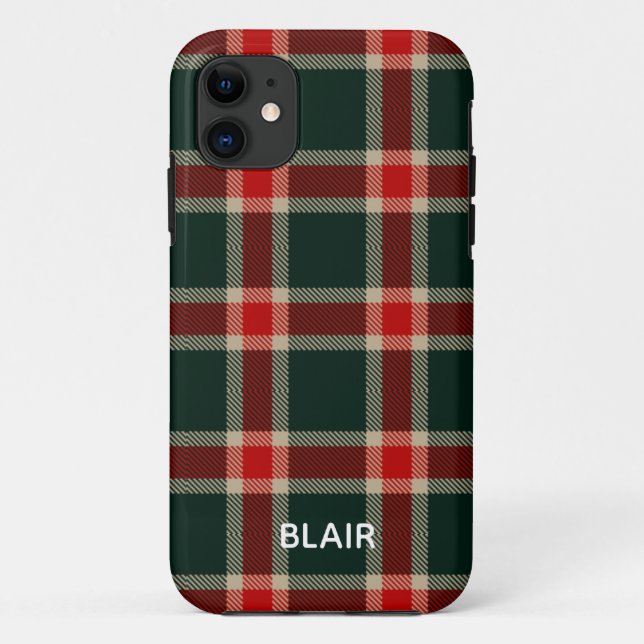 Para iPhone 11 Capa de telefone de Tartan Vermelho e Verde (Verso)
