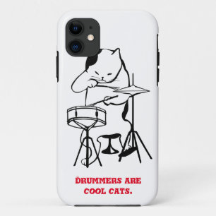 Para iPhone 11 Capa de telefone do Drummer de Gato Legal