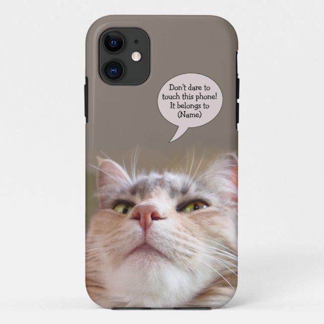 Para iPhone 11 Capa de telefone Gatinho engraçada com seu nome (Verso)