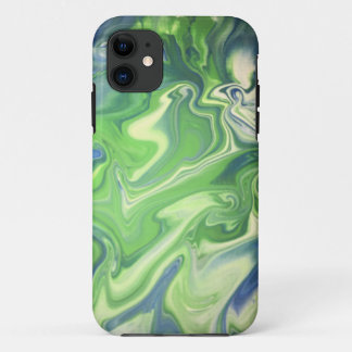 Para iPhone 11 Capa de telefone marmoreada azul esverdeado