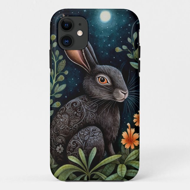 Para iPhone 11 Capa de telefone Midnight Hare (Verso)