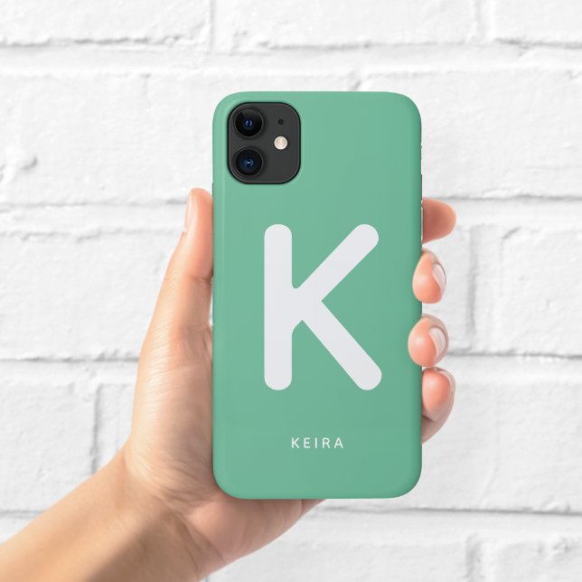 Para iPhone 11 Capa de Telefone Monograma Verde Esmeralda (Criador carregado)