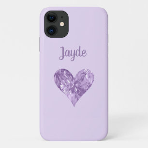 Para iPhone 11 Capa de telefone móvel de cristal roxo
