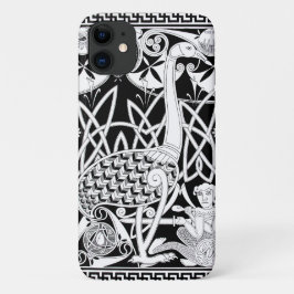 Para iPhone 11 Capa de telefone Negra e Branca de Moa Celta