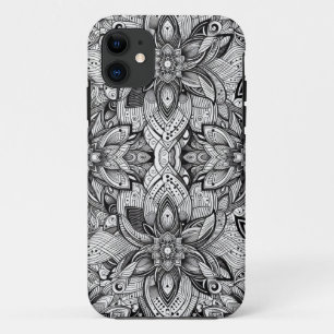 Para iPhone 11 Capa de telefone padrão preto e branco