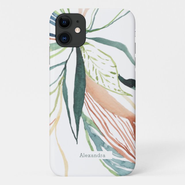 Para iPhone 11 Capa de telefone personalizada com aquarela botâni (Verso)