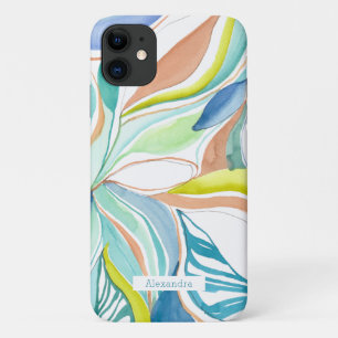 Para iPhone 11 Capa de telefone personalizada com aquarela botâni