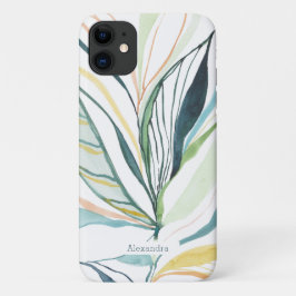 Para iPhone 11 Capa de telefone personalizada com aquarela botâni