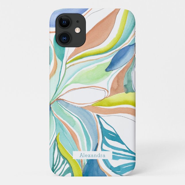 Para iPhone 11 Capa de telefone Personalizada de Abstrato de Aqua (Verso)