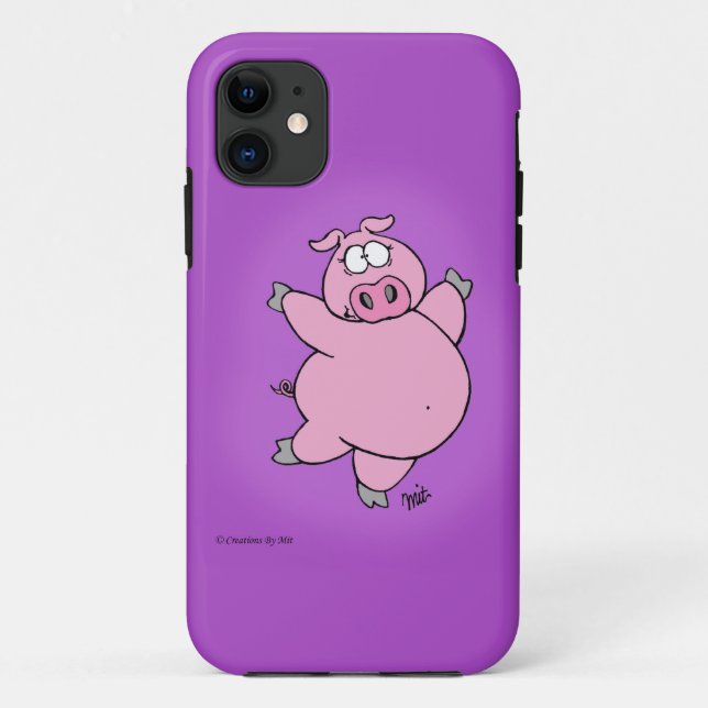 Para iPhone 11 Capa de telefone Prancing do porco (Verso)