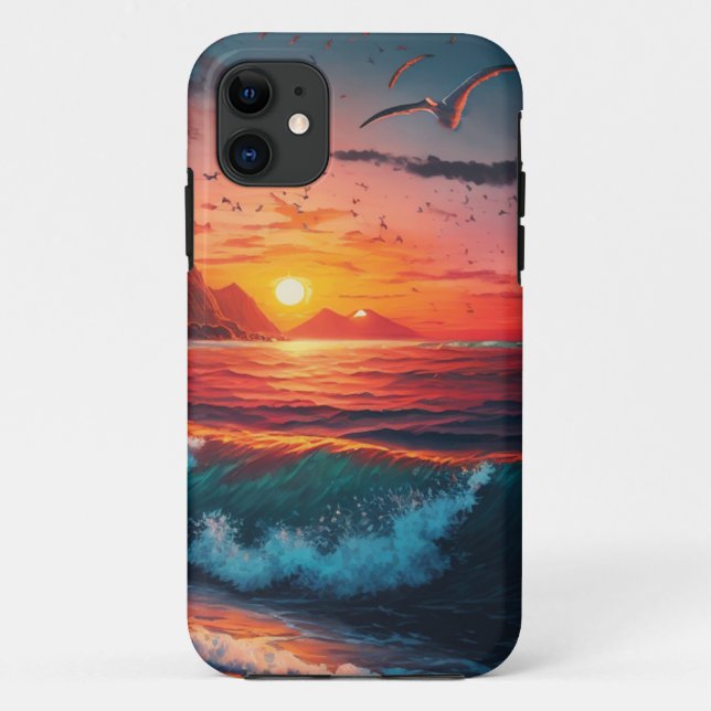 PARA iPhone 11 CAPA DE TELEFONE SUNSET ISLAND (Verso)