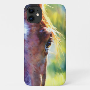 Para iPhone 11 Caro Bonito Cavalo Estilo de Aquarela Capa de tele