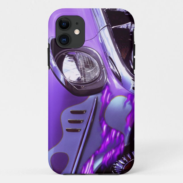 Para iPhone 11 Carro clássico: Chevrolet com capa flamejante (Verso)