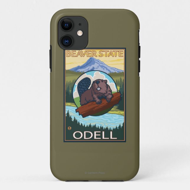 Para iPhone 11 Castor & capa do Mt. - Odell, Oregon (Verso)