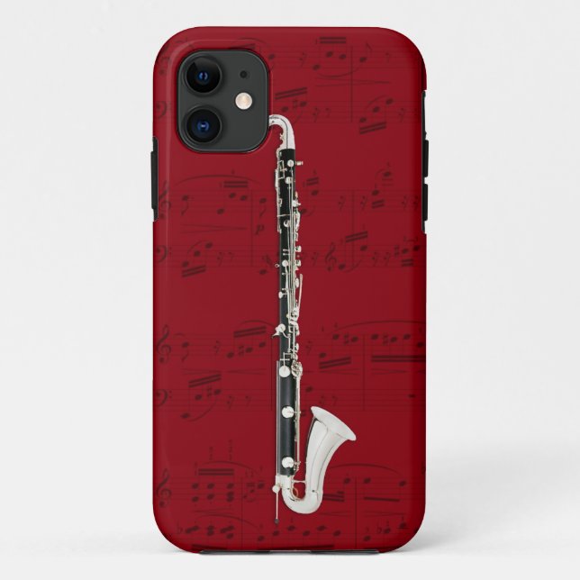 Para iPhone 11 Clarinete baixo & capa de telefone da música. Cor (Verso)