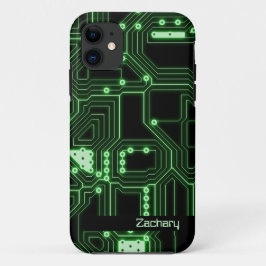 Para iPhone 11 Conselho Neon Green Circuit | Capa de telefone per