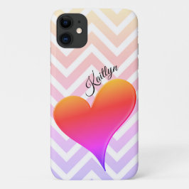 Para iPhone 11 Coração Sunset Ombre na Capa de telefone de Stripe