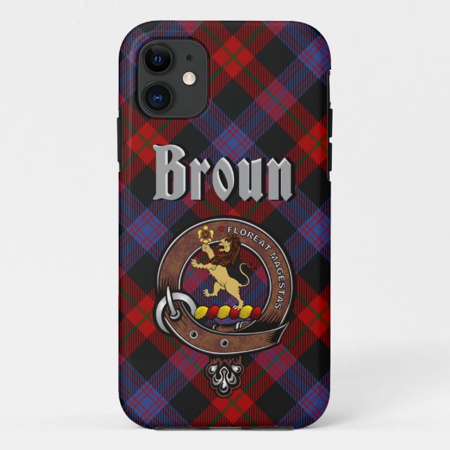 Para iPhone 11 Crachá Broun Clan e Capa de telefone Tartan (Verso)
