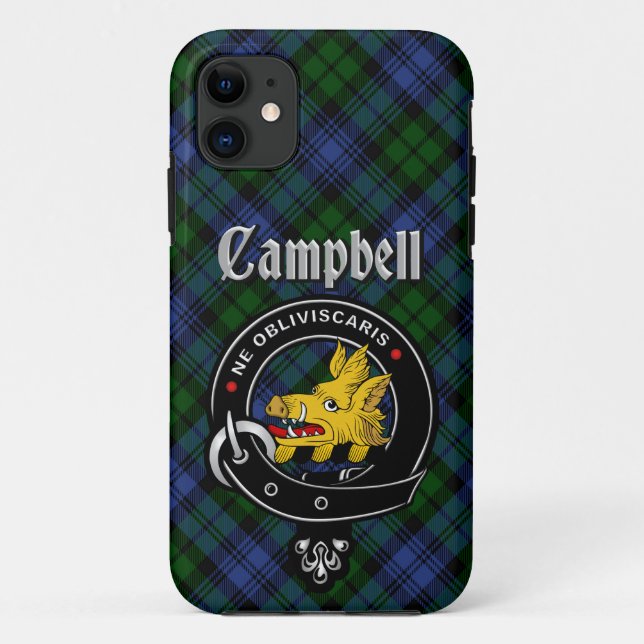 Para iPhone 11 Crachá Campbell Clan e Capa de telefone Tartan (Verso)