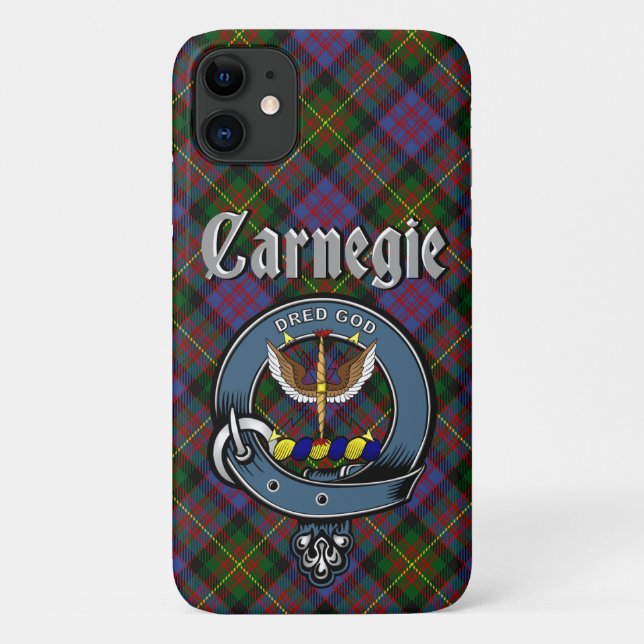 Para iPhone 11 Crachá Carnegie Clan e Capa de telefone Tartan (Verso)