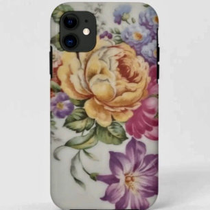 Para iPhone 11 Elegância: Capa de telefone Floral Inspirada em Po