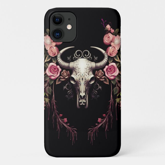 Para iPhone 11 Enigma Floral: Capa de telefone Sinfônica do Crâni (Verso)