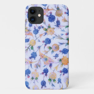 Para iPhone 11 Estilo de Vintage Flores Azuis Capa de telefone de