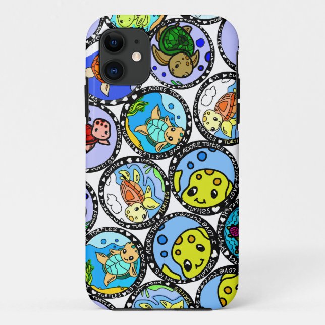 Para iPhone 11 Eu adoro capa de telefone de tartarugas (Verso)