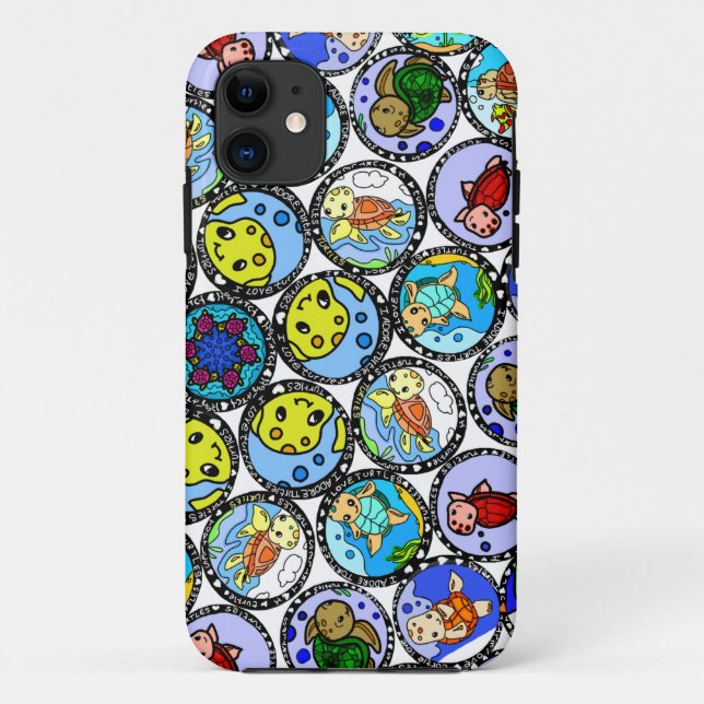 Para iPhone 11 Eu amo capa de telefone de tartarugas (Verso)