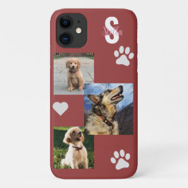 Para iPhone 11 Foto de cão Monograma Terra Cotta Pet I Capa de te