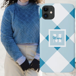 Para iPhone 11 Gingham - Capa de telefone Azul Médio e Claro