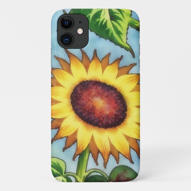 Para iPhone 11 Grande Capa de telefone de Estilo de Girassol Amar (Verso)