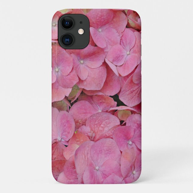 Para iPhone 11 Hydrangea Flowers Capa de telefone de Arte Rosa (Verso)