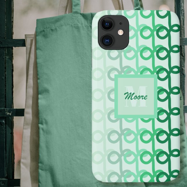 Para iPhone 11 Linhas de Loopy - Capa de telefone de Ombro Verde (Loopy Lines - Green Ombre Phone Case by Leapfroglisics Shop)