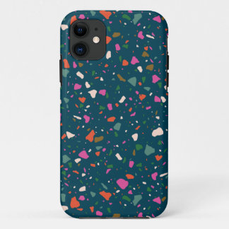 Para iPhone 11 Moody Dark Teal Terrazzo Capa de telefone