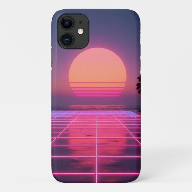 Para iPhone 11 Neon Sunset Retro Capa de telefone (Verso)