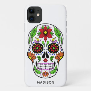 Para iPhone 11 Nome personalizado Sugar Skull capa de telefone