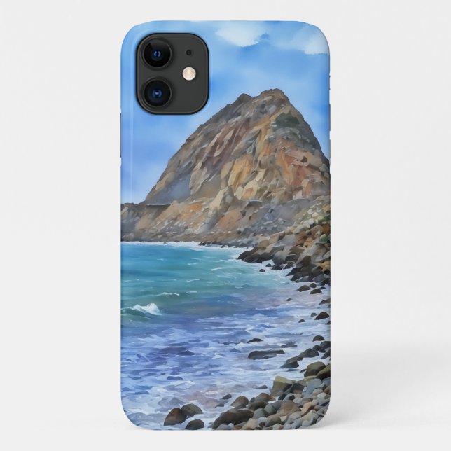 Para iPhone 11 Ocean Rock Mountain Art Capa de telefone de praia (Verso)
