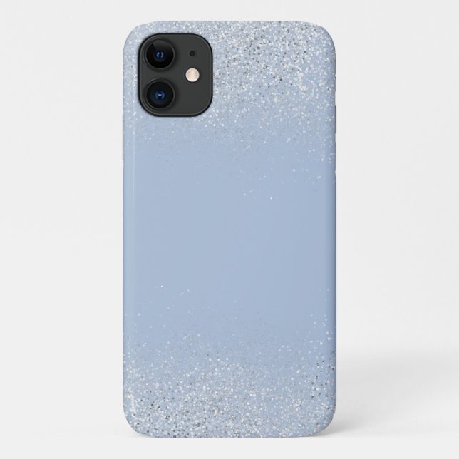 Para iPhone 11 Pó prateado e Capa de telefone azul prateado (Verso)