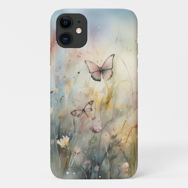 Para iPhone 11 Primavera de Aquarela Borboletas Capa de telefone  (Verso)