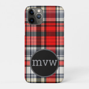 Para iPhone 11 Pro Capa de telefone xadrez tartã personalizada com mo