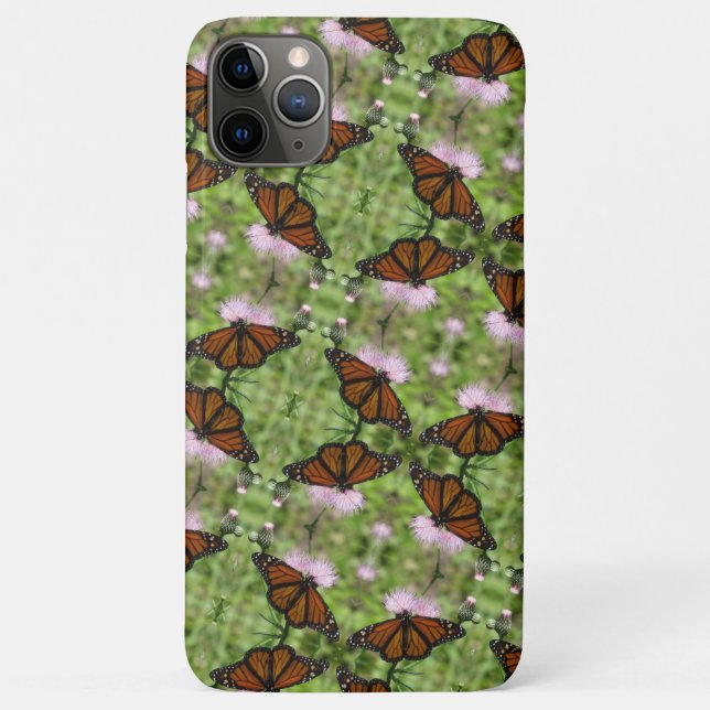 Para iPhone 11 Pro Max Borboletas Monarca na Capa de telefone rosada (Verso)