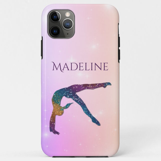 Para iPhone 11 Pro Max Capa de Celular de Ginástica com Nome da Ginasta (Verso)