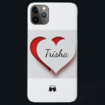 Para iPhone 11 Pro Max Capa de telefone celular - Coração Branco com HAMb<br><div class="desc">Capa de telefone de células brancas e vermelhas do coração com personalização do nome.</div>